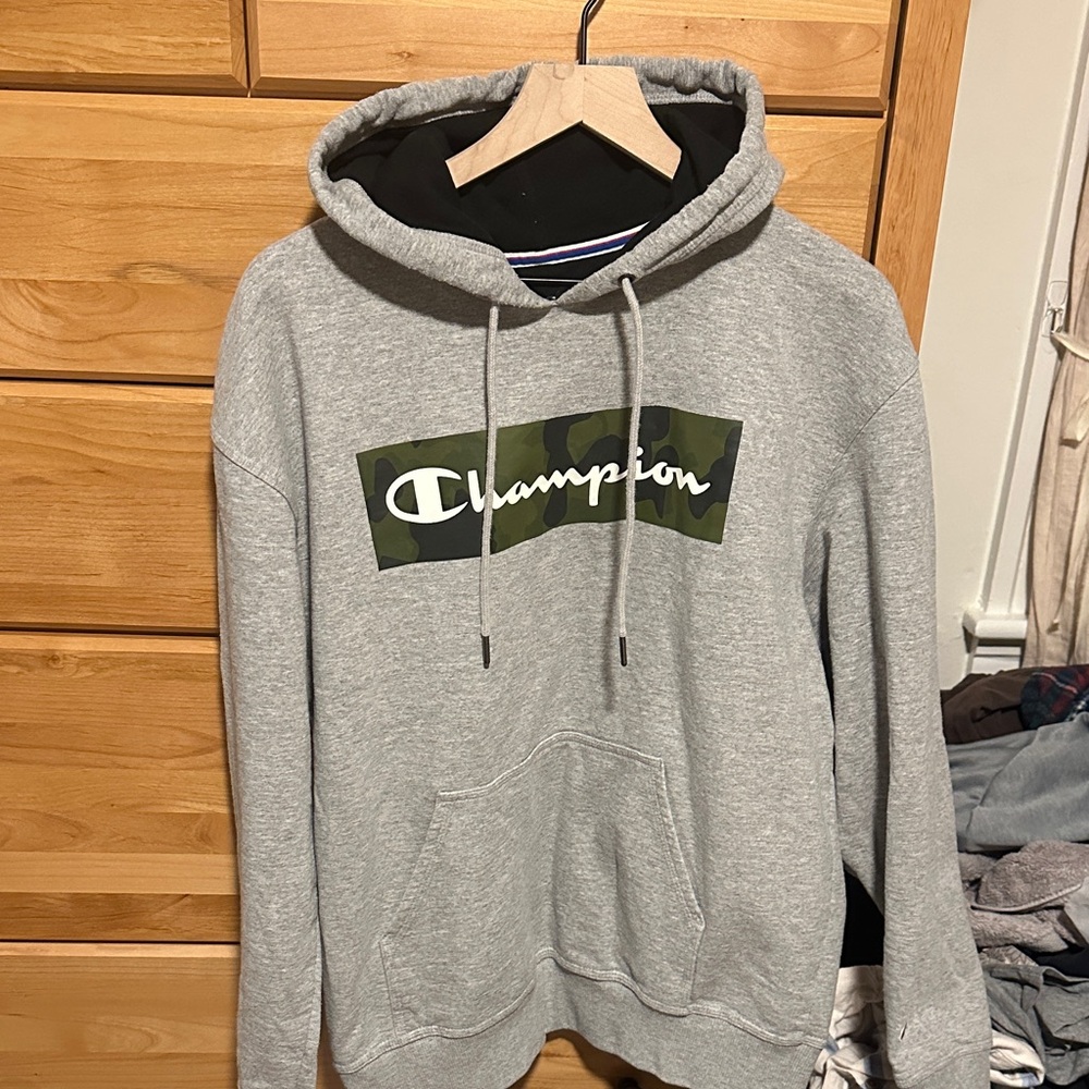 Champion Gray Camo Logo Hoodie